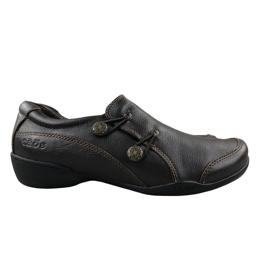Taos Women's Size 6.5 Encore Brown Leather Artisan Medallion Bungie Casual Shoes